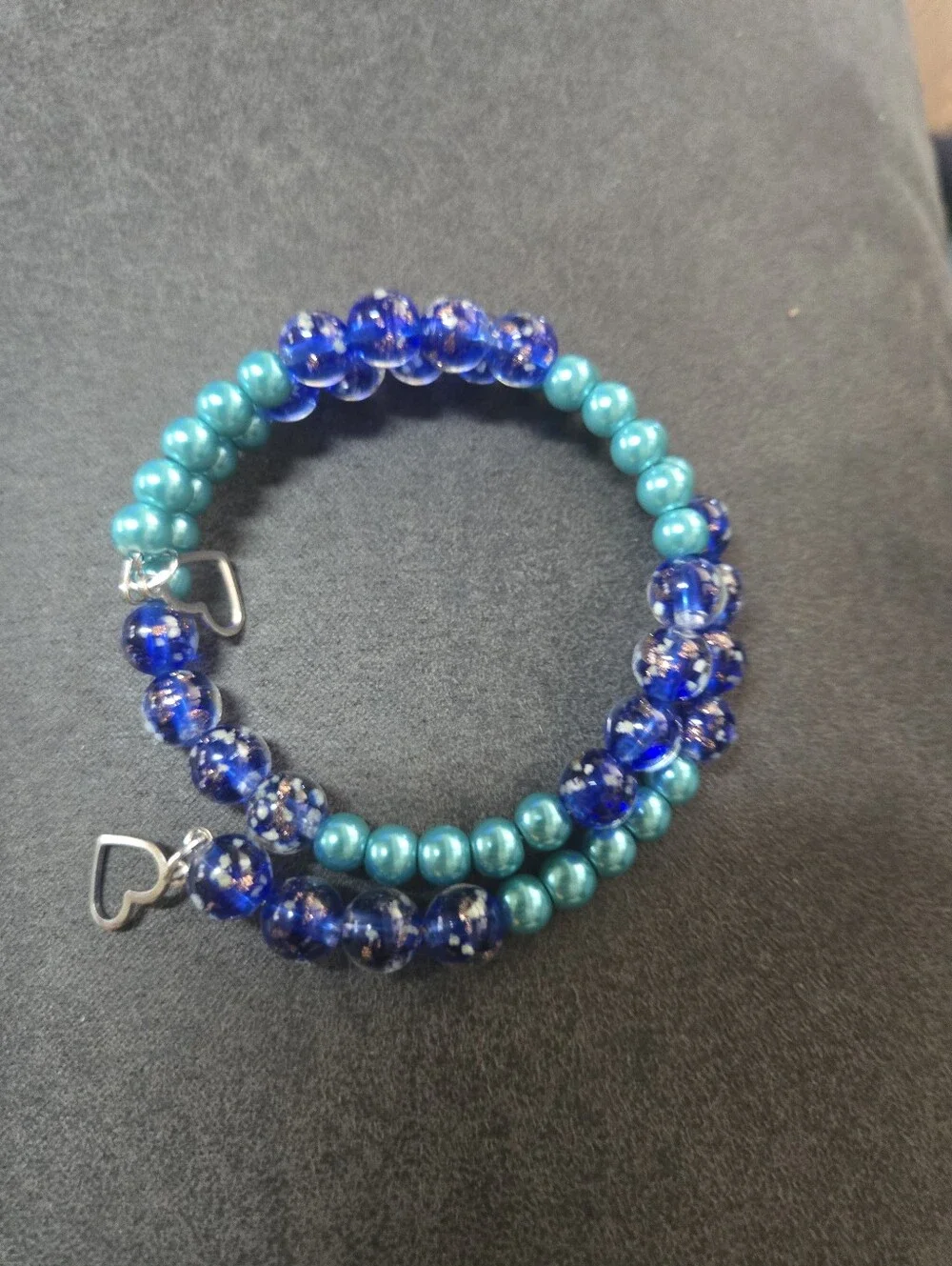 Teal & Luminous Glass Beaded Bracelet – Wire Wrapped Handmade Accessory. 570 - Picture 5 of 5